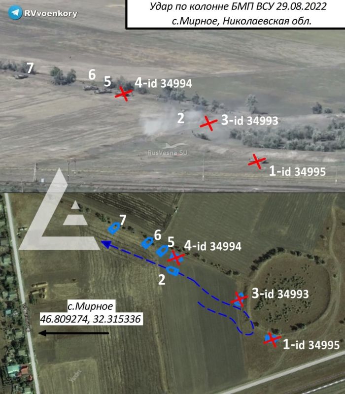 Схема разгрома "Призраком Херсона" и артиллеристами роты ВСУ