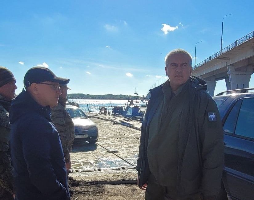 Сергей Кириенко, Сергей Аксёнов и Владимир Сальдо побывали сегодня у Антоновского моста в Херсоне