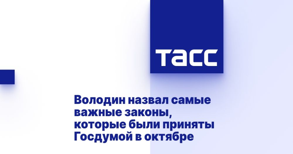 Володин назвал самые важные законы, которые были приняты Госдумой в октябре