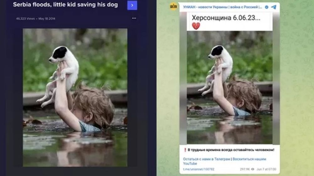 Украинское издание выдало старое фото за последствие разрушения Каховской ГЭС