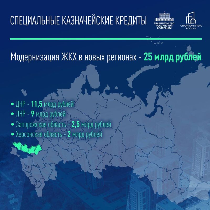 Новые субъекты РФ получат специальные казначейские кредиты