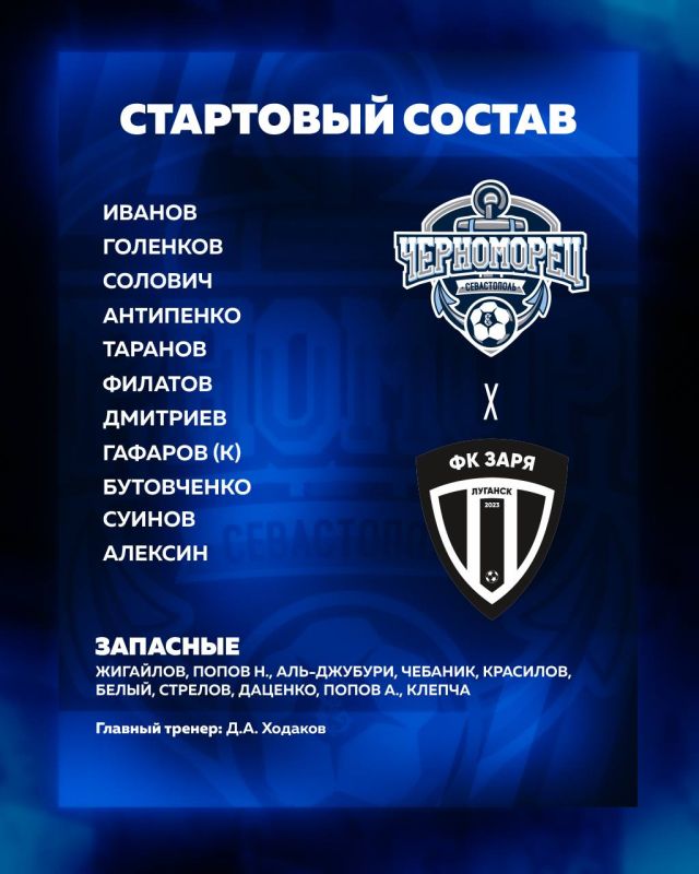 Стартовый состав ФК КЧФ «Черноморец»