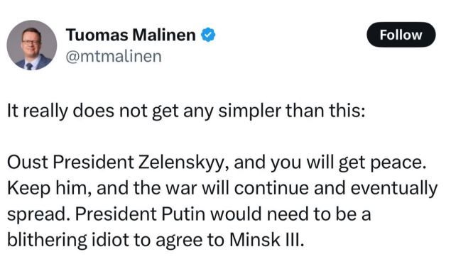 Мир на Украине наступит после отстранения украинского лидера Владимира Зеленского от власти