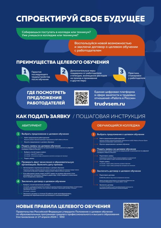 Знакомим с обновленными памятками об организации целевого обучения и его преимуществами