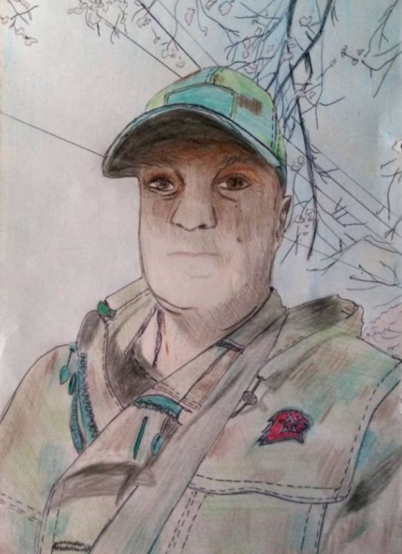Военнослужащего, которого нарисовала Алина Деликатная из Каланчакского округа, зовут Виталий Типтев с позывным «Утюжок»