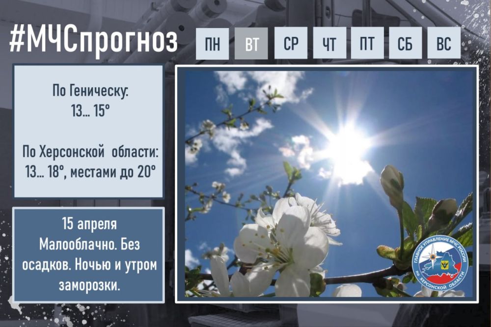 #МЧСпрогноз. апреля в городе Геническ: