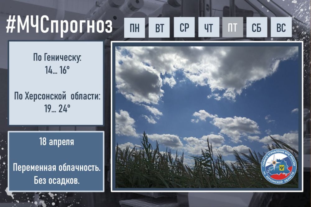 #МЧСпрогноз. апреля в городе Геническ: