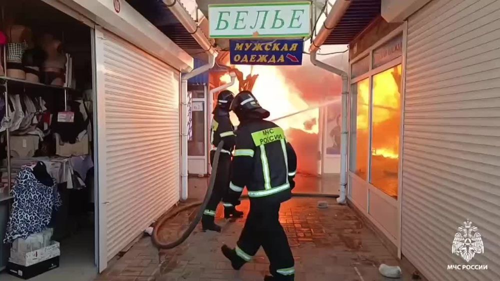 В Геническе Херсонской области загорелся рынок, пострадали три человека — МЧС