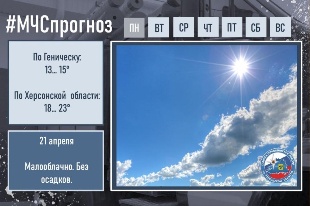 Чрезвычайный прогноз по Херсонской области на 21 апреля