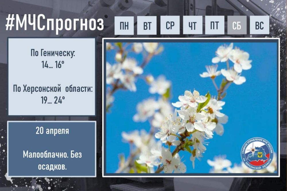 Чрезвычайный прогноз по Херсонской области на 20 апреля