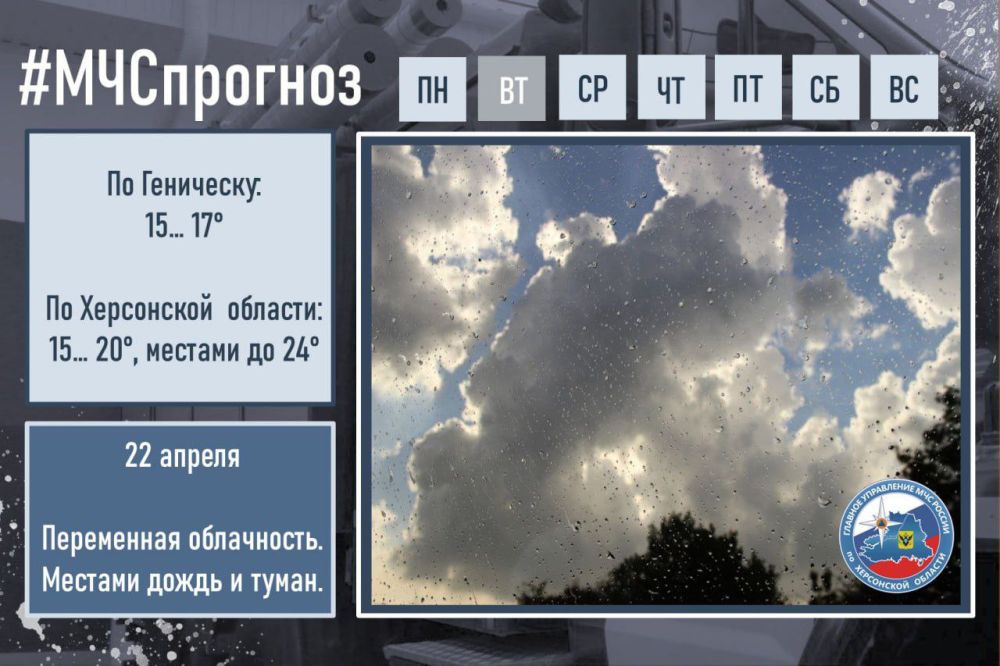 #МЧСпрогноз. апреля в городе Геническ: