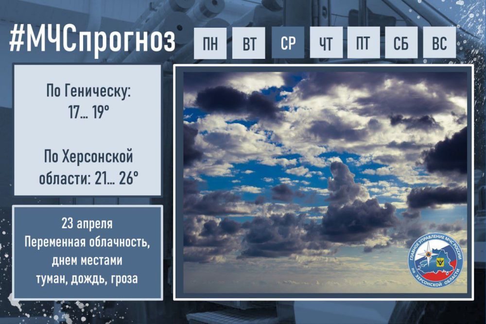 #МЧСпрогноз. апреля в городе Геническ: