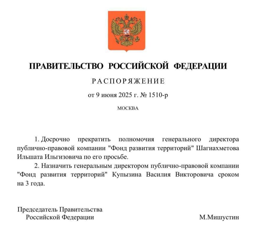 На должность генерального директора Фонда развития территорий назначен Василий Купызин