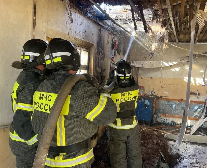 В Новокиевке Каланчакского округа спасатели МЧС ликвидировали возгорание хозяйственной постройки
