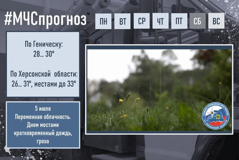 5 июля Прогноз погоды. По Херсонской области: