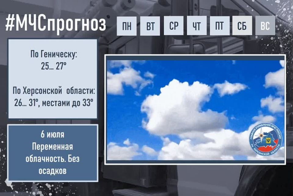6 июля. Прогноз погоды. По Херсонской области: