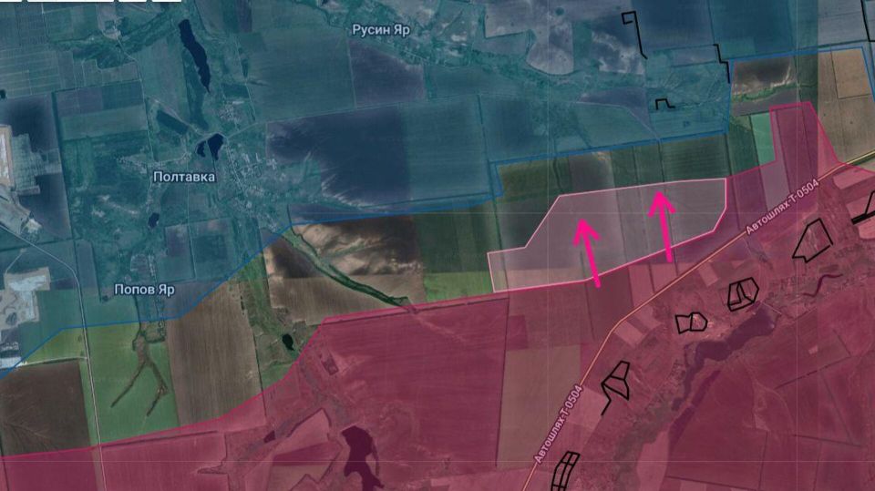 Сообщают, что ВС РФ широким фронтом продвигаются к населенному пункту Русин Яр