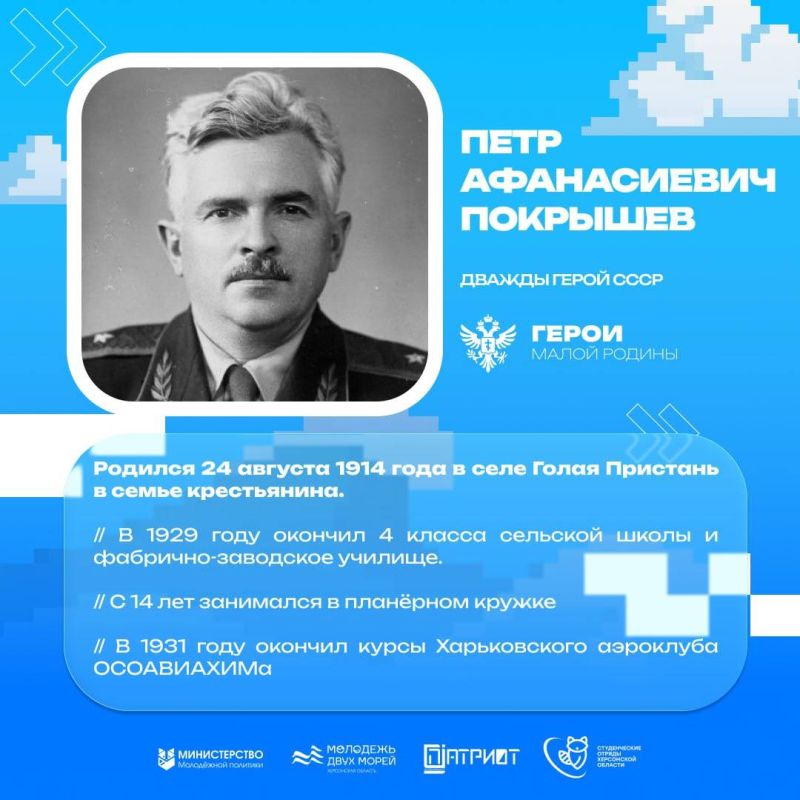 Герои малой родины 3. Сегодня мы расскажем вам историю Петра Афанасьевича Покрышева — легендарного советского лётчика-аса, дважды Героя Советского Союза, который родился в селе Голая Пристань