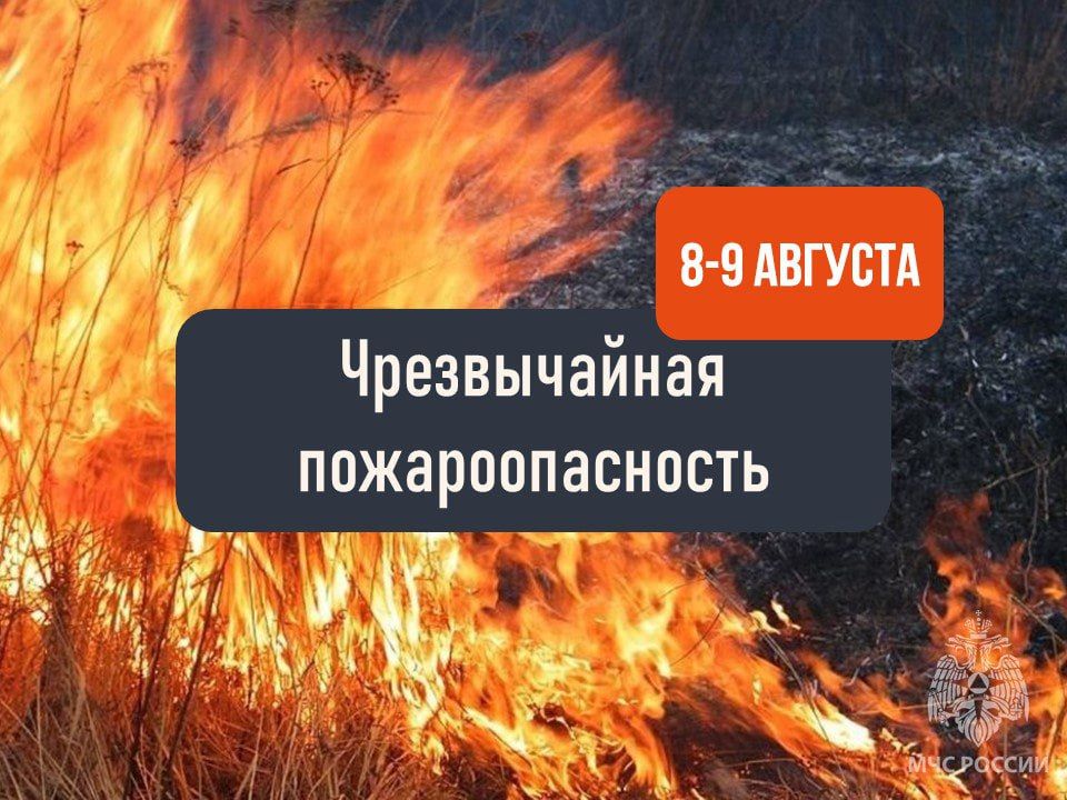 Чрезвычайная пожароопасность ожидается местами в западных, южных и юго-восточных районах Херсонской области 8–9 августа