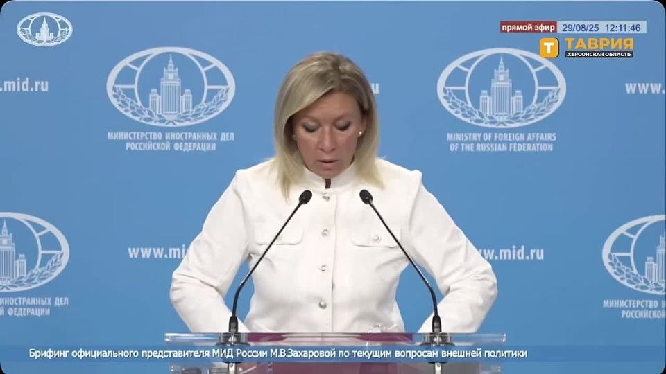 В центре Европы формируется террористическая ячейка в лице Украины, заявила Мария Захарова