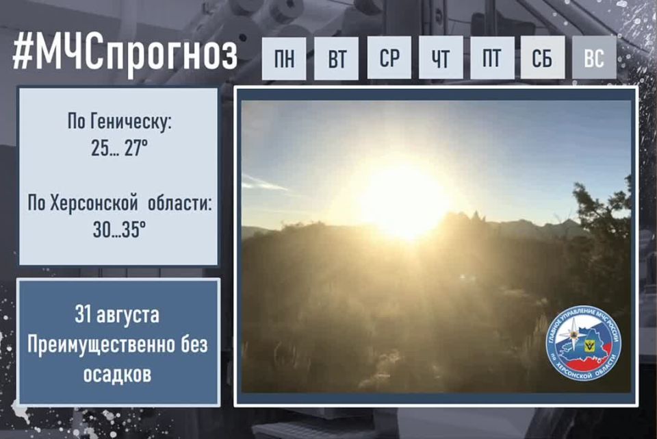 августа в городе Геническ ожидается: