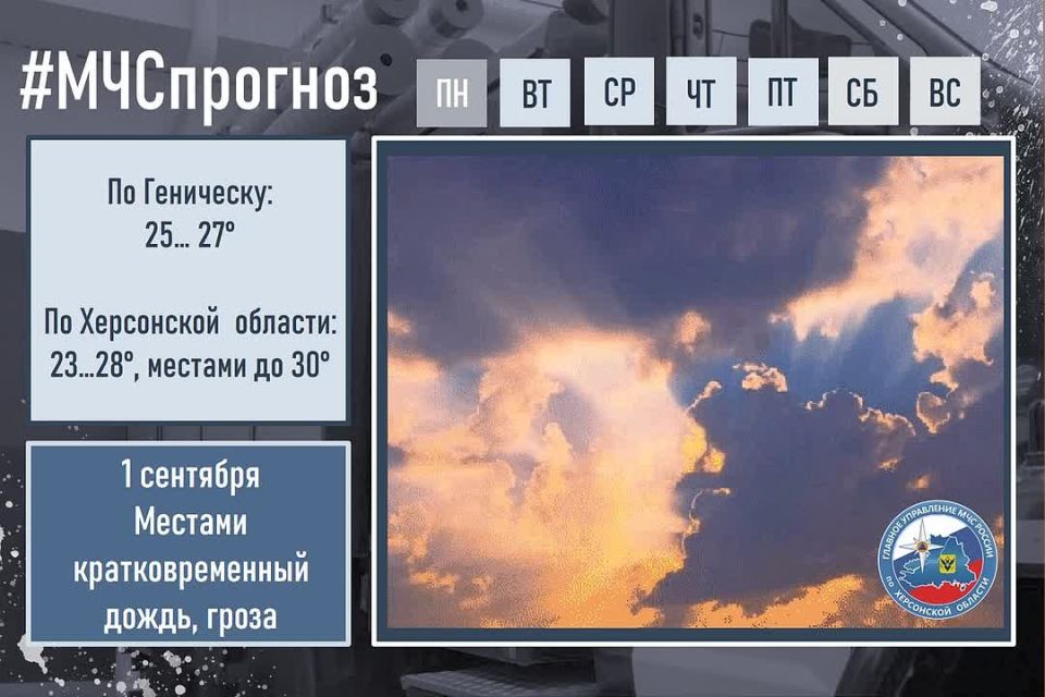 сентября в городе Геническ ожидается: