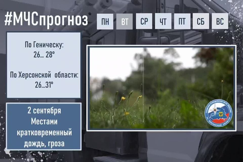 #МЧСпрогноз. сентября по Херсонской области ожидается: переменная облачность
