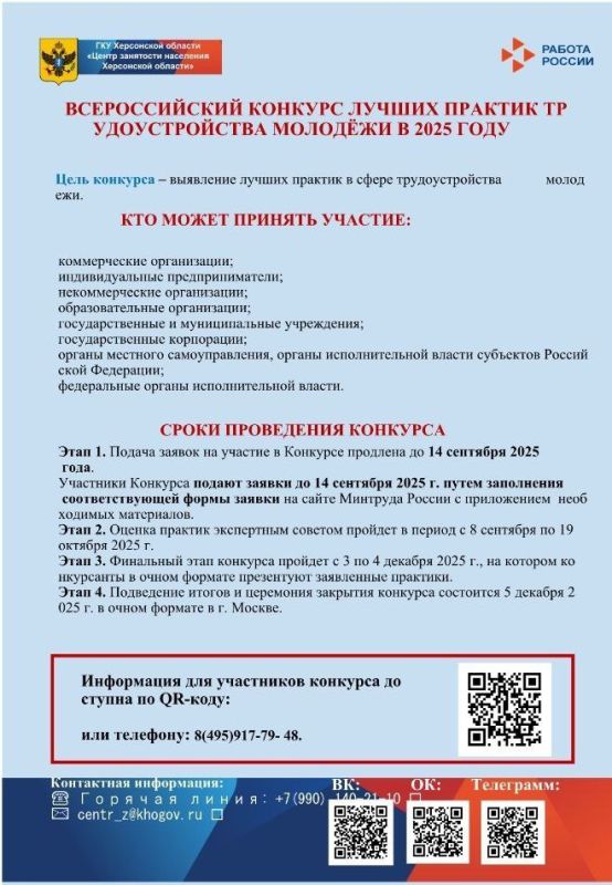 Всероссийский конкурс лучших практик трудоустройства молодёжи – 2025!