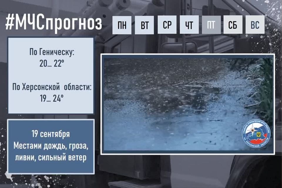 #МЧСпрогноз. сентября по Херсонской области ожидается: переменная облачность