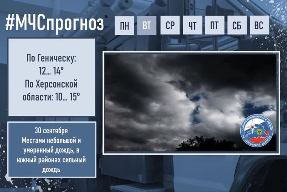 сентября в городе Геническ ожидается: