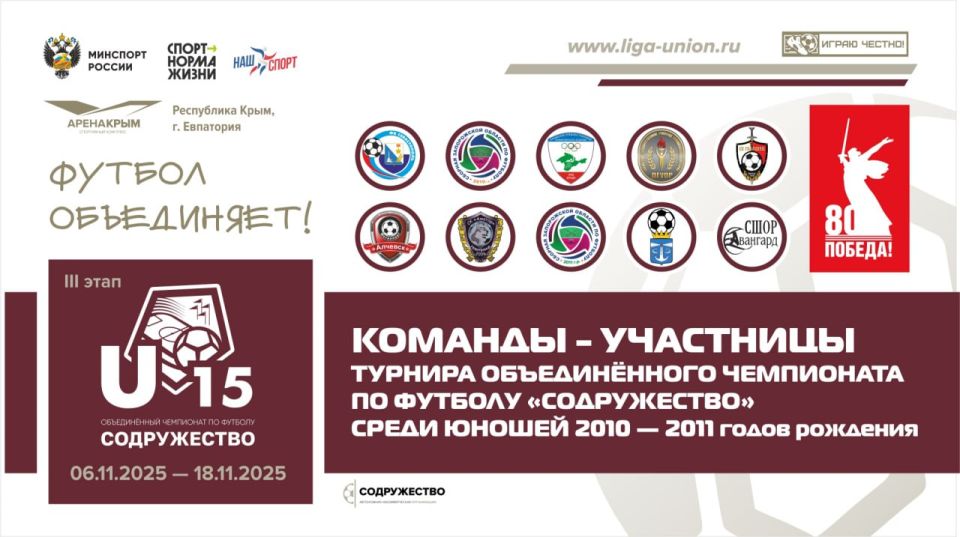 Команды-участницы третьего этапа турнира Объединённого чемпионата по футболу "Содружество" среди юношей 2010-2011 годов рождения U-15