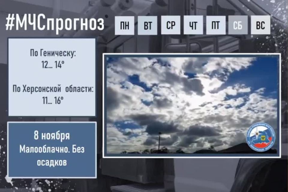 8ноября в городе Геническ ожидается: