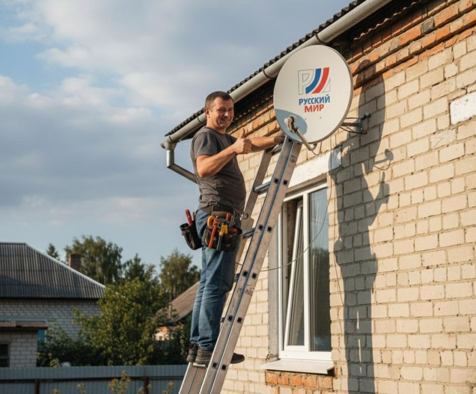 В Алешкинском округе продолжается установка спутникового телевидения «Русский мир»