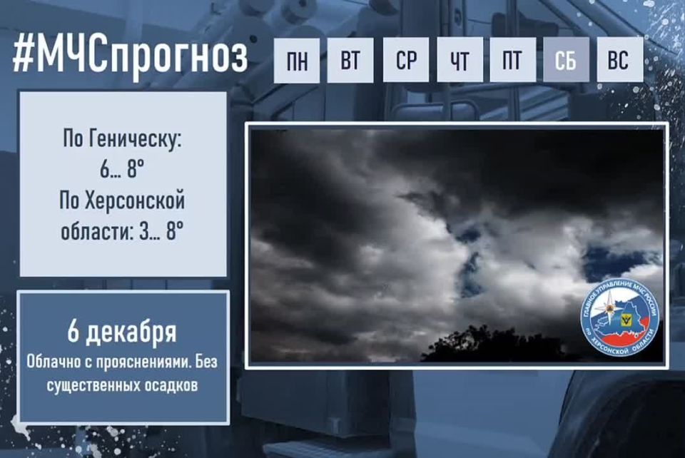 декабря в городе Геническ ожидается: