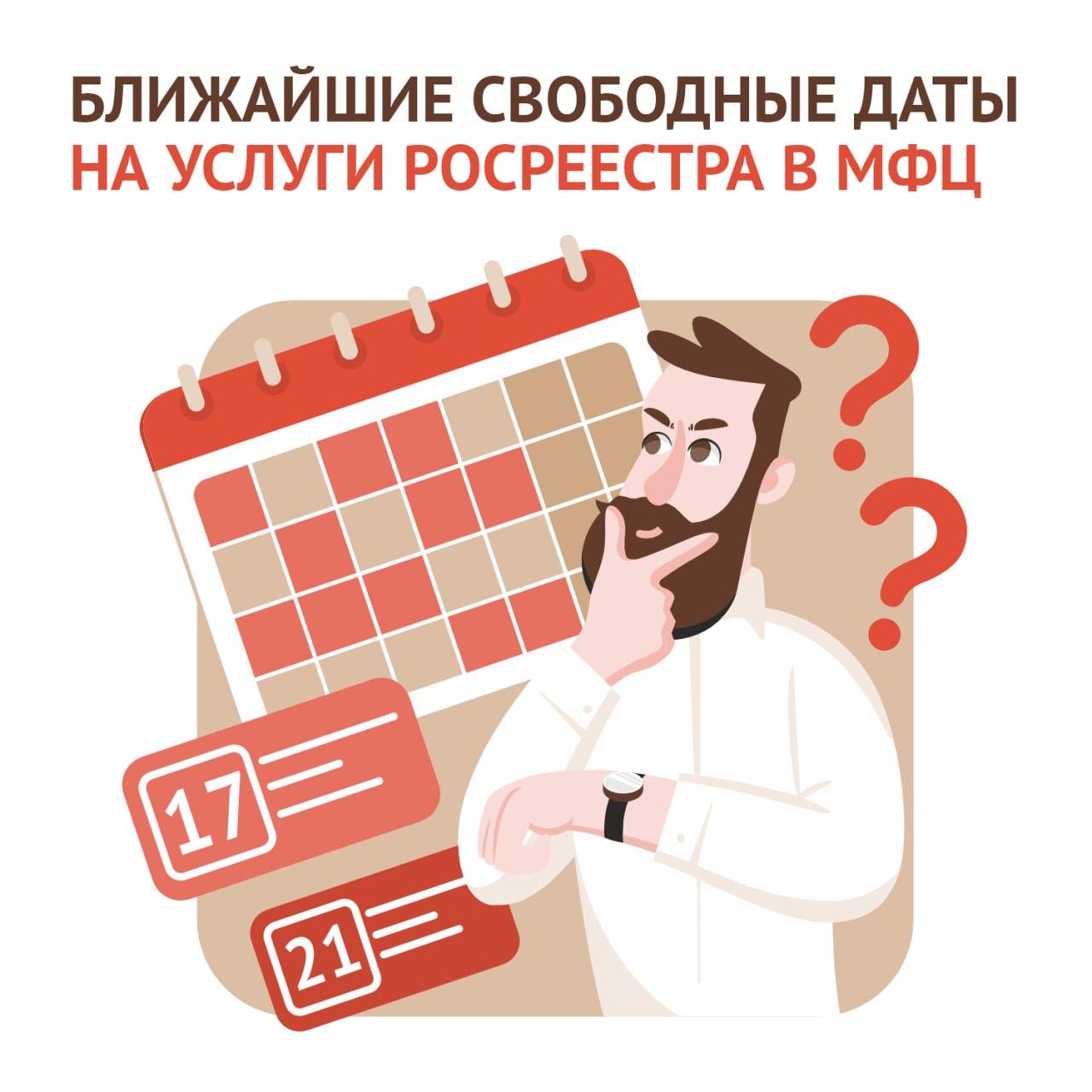 Ближайшие даты для записи на услуги Росреестра в МФЦ