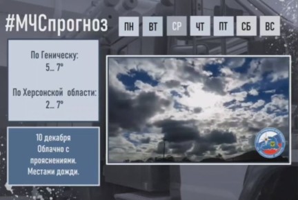 #МЧСпрогноз. декабря по Херсонской области ожидается: облачно с прояснениями
