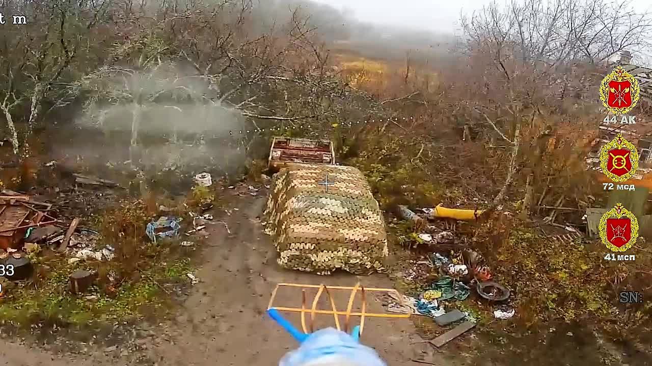 Енот из Херсона: Расчёт БпЛА 41 мсп 44 Армейского корпуса обнаружил и уничтожил автомобиль ВСУ, замаскированный масксетью