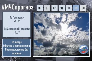 25 января. Прогноз погоды. По Херсонской области: