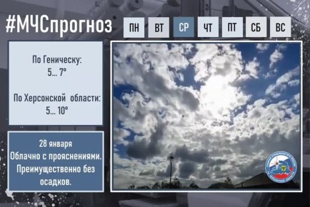 28 января в городе Геническ ожидается:
