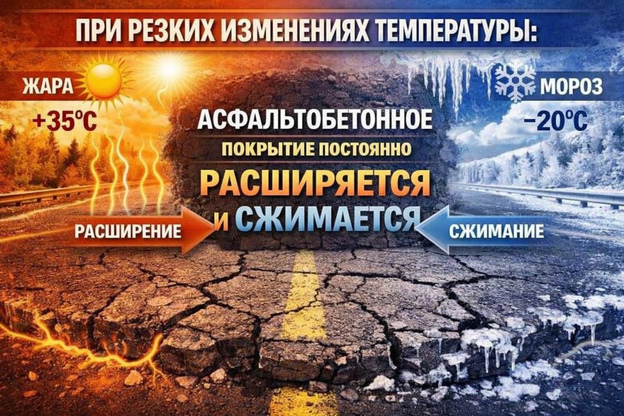 Что происходит с асфальтом при резких перепадах температуры