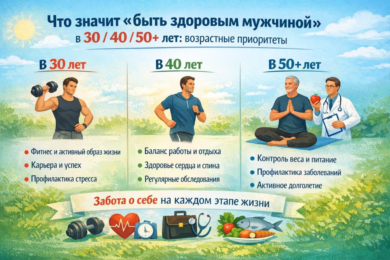 Что значит «быть здоровым мужчиной» в 30/40/50+ лет: возрастные приоритеты
