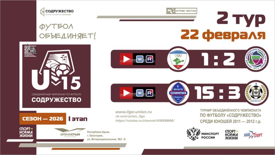 ����� 2 ���� ���� ������������ (U-15)!