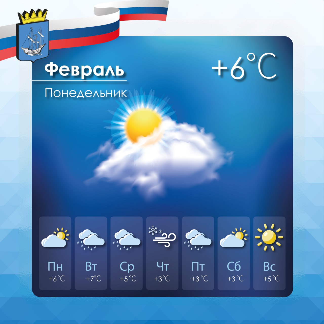 Прогноз погоды в Алешкинском муниципальном округе на понедельник, 23 февраля