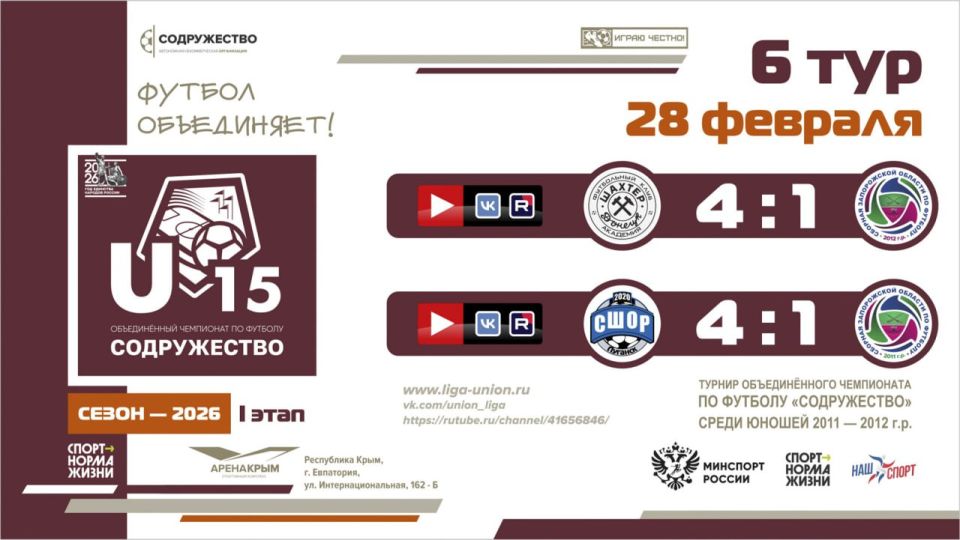 ����� 6 ���� ���� ������������ (U-15)!