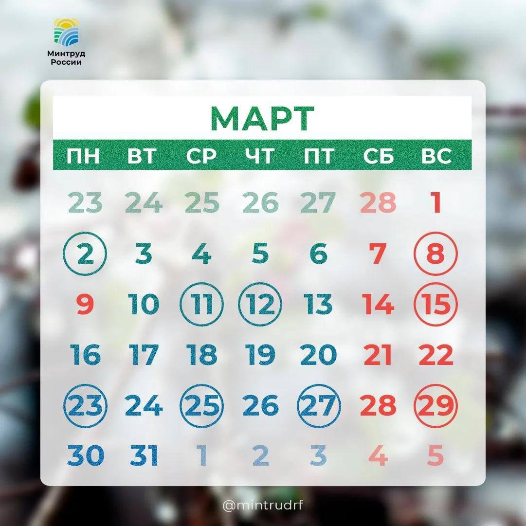 Профессиональные праздники и выходные марта