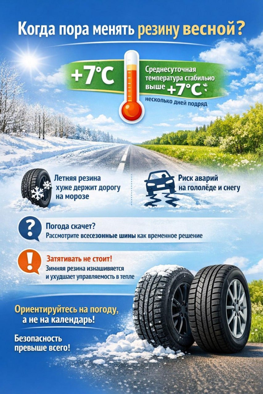Когда пора менять резину весной?