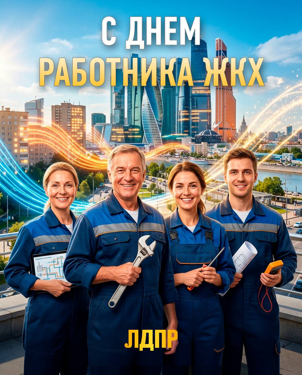 Дорогие друзья!. Сегодня мы поздравляем всех работников жилищно-коммунального хозяйства с профессиональным праздником! Ваш труд – это основа комфорта и стабильной жизни наших городов и посёлков