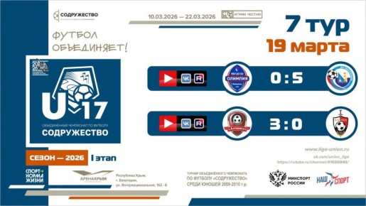 Итоги 7 тура Лиги «Содружество» (U-17)!