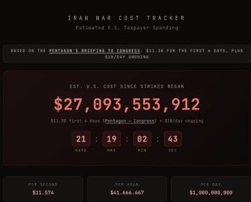 ��� �� ����� ��������� �� ������� �������� ������ ����� ����� 27 ���������� ��������, ������� �� ������ Iran War Cost Tracker