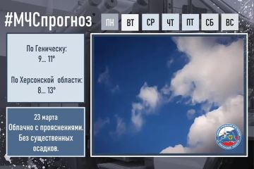 23 марта Прогноз погоды. По Херсонской области:
